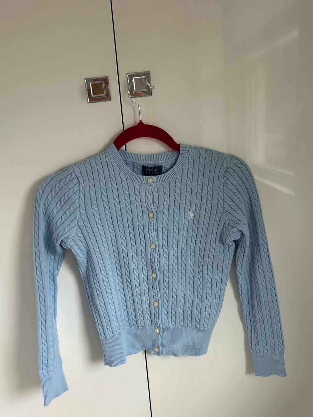 Ralph Lauren Baby Blue Cable-Knit Button-Up Cardigan